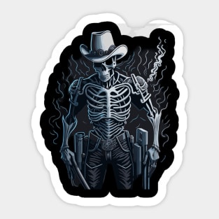 Cowboy Skeleton with Guns Sticker